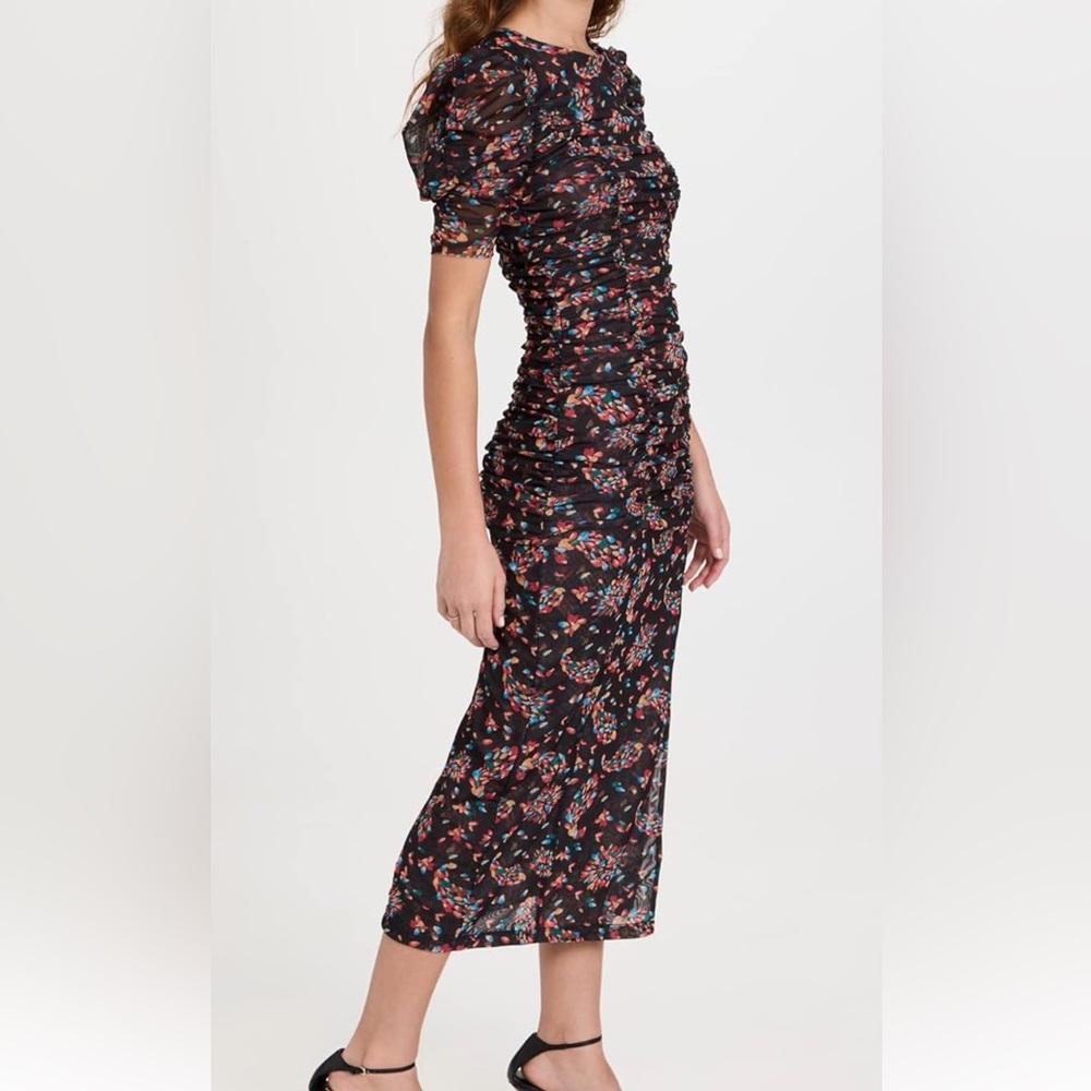 Free People briella twilight combo floral Black and Red Floral ruched mesh dress - Picture 3 of 11